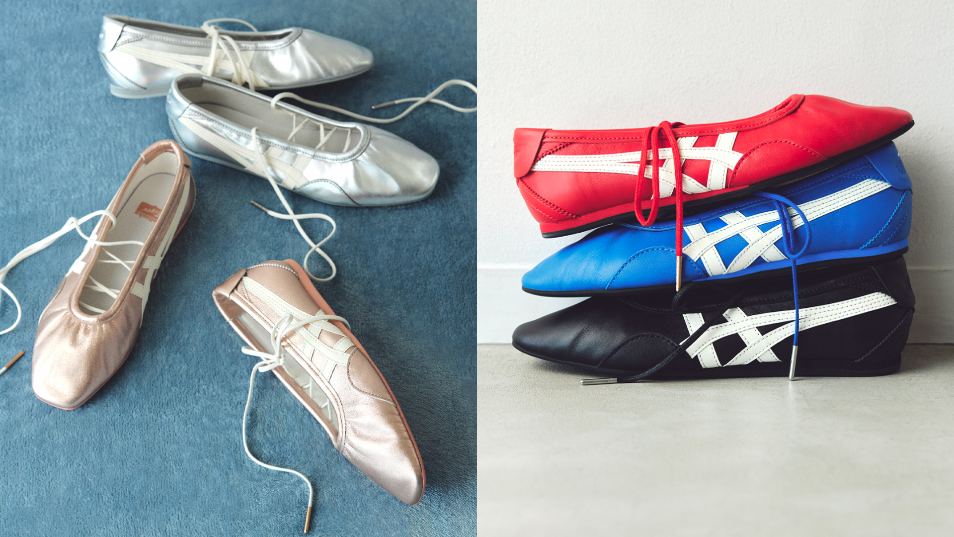 Onitsuka Tiger GYMNARINA&trade;推出黑色、藍色、紅色、銀色及玫瑰金共5款配色/4,280元。圖片：品牌提供